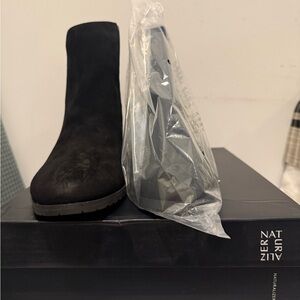Naturalizer Waterproof Black Ankle Boots